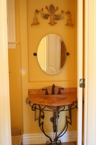 Santa Rosa villa rental - Travertine sink in powder room