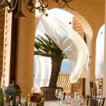 Guests keep cool while dining during the wedding